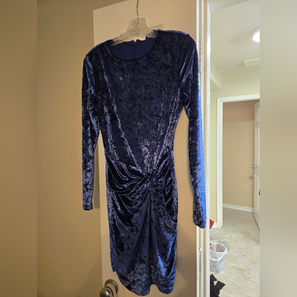 Guess Midnight Blue Long Sleeve Midi Dress